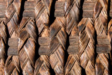 Doğal örgülü rattan doku arka plan. Üst te. Düz yatıyordu.