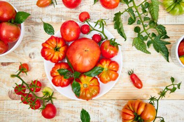 Domates arka plan karışımı. Güzel sulu organik kırmızı domates