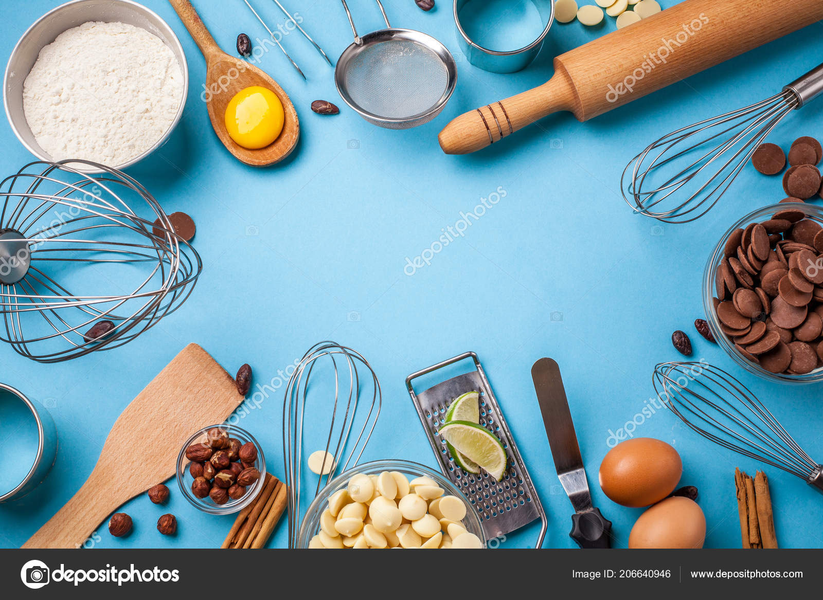 Concept Baking Cooking Background Frame Ingredients Kitchen Items