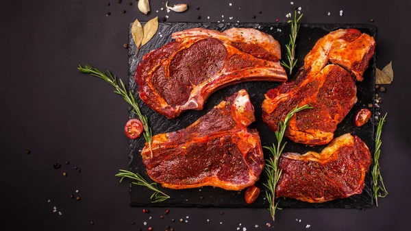 Raw Meat Steak Veal Fillet Beef Pork Lamb Lie Cutting — Stock Photo, Image