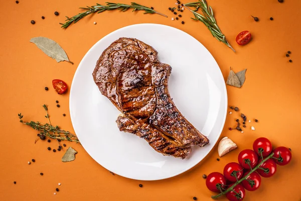 Grande Suculento Pedaço Bife Cordeiro Assado Vitela Porco Carne Vaca — Fotografia de Stock