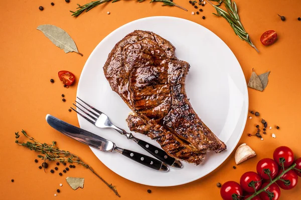 Grande Suculento Pedaço Bife Cordeiro Assado Vitela Porco Carne Vaca — Fotografia de Stock