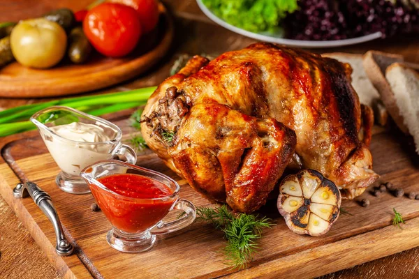 Festive Maison Grill Poulet Cuit Pour Toute Famille Poulet Repose — Photo