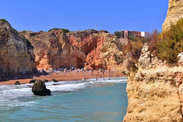 Kliffen Rotsformaties Doen Pinho Strand Portugese Algarve — Stockfoto