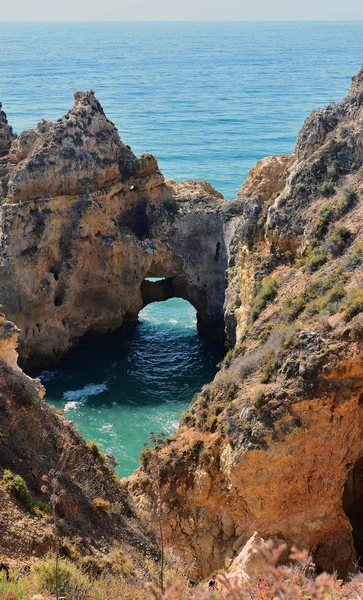 Kliffen Rotsformaties Aan Kust Van Ponta Piedade Portugese Algarve — Stockfoto