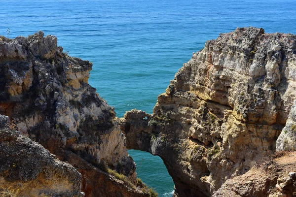 Acantilados Formaciones Rocosas Costa Ponta Piedade Algarve Portugués — Foto de Stock