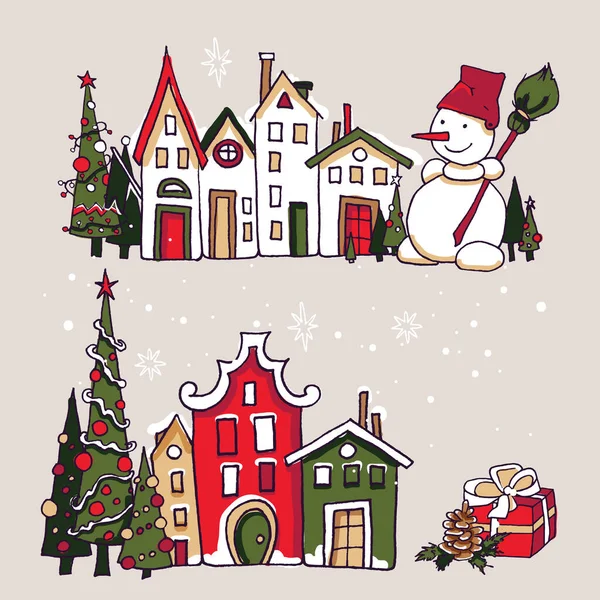 Coleção Elementos Natal Ano Novo Inverno Decorações Livre Conjunto Abeto — Vetor de Stock