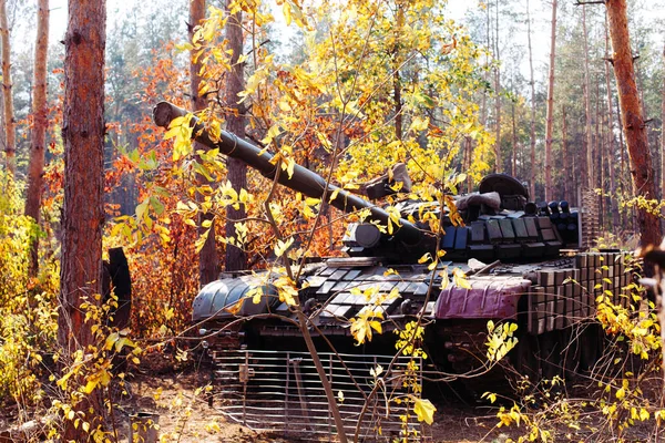 siperlerde Donbass Ukrayna kılık değiştirmiş gerçek muharebe tankları