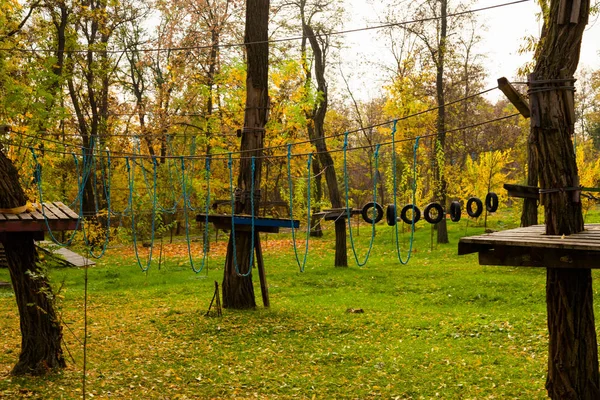 Atividades Livre Parque Corda Acampamento Verão — Fotografia de Stock