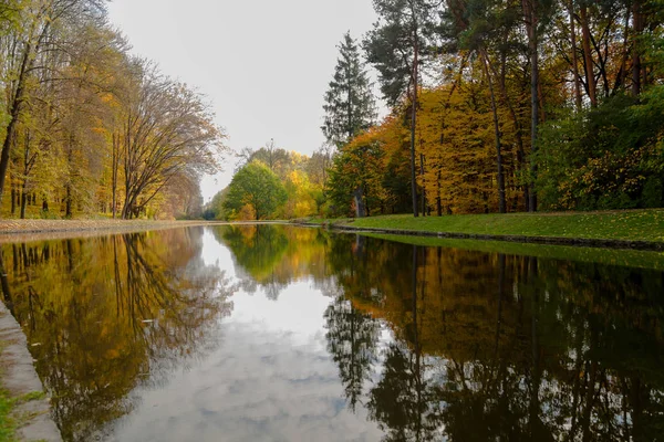 Żółty Liść Jesieni Ukraina Uman Sophia Park — Zdjęcie stockowe