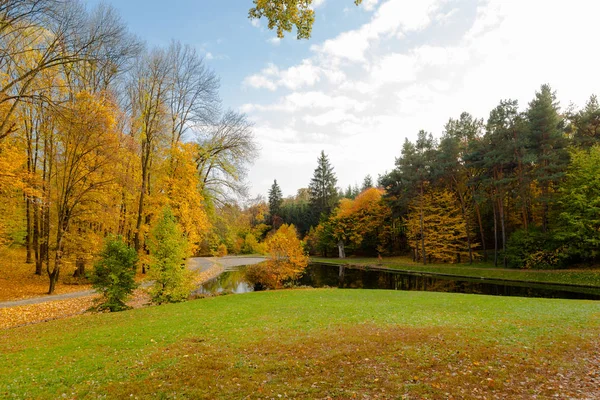 Sarı Sonbahar Ukrayna Uman Sophia Park Yaprakları — Stok fotoğraf