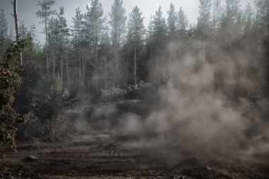 Donbass 'ta gerçek bir panzer var. Doğu Ukrayna kozalaklı bir ormanda hızla ilerliyor.