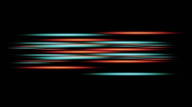 Parlak kırmızı ve mavi çizgilerin uzun bir çizgisinin siyah ve beyaz görüntüsü. Görüntünün fütüristik ve enerjik bir havası var.