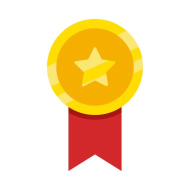 Etrafında kırmızı kurdele olan bir altın yıldız. Yıldız pırıl pırıl parlıyor ve kurdele kırmızı.