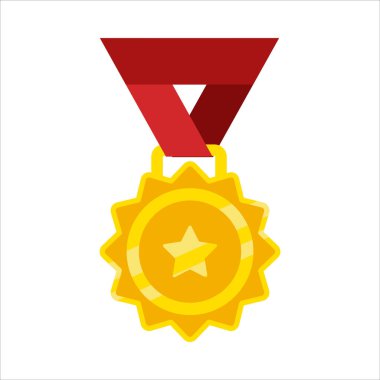 Üzerinde kırmızı kurdele ve yıldız olan bir altın madalya. Madalya dairesel ve üzerinde güneş var.