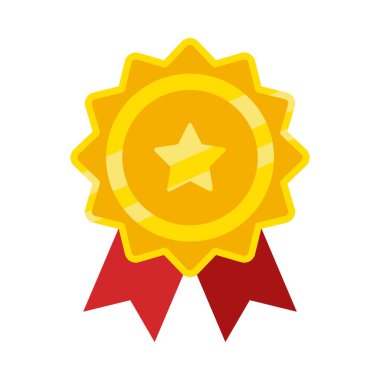 Etrafında kırmızı kurdele olan bir altın yıldız beyaz arka planda sergilenir. Kurdele kırmızı, yıldız sarı. Parlak ve olumlu bir başarı izlenimi veriyor.