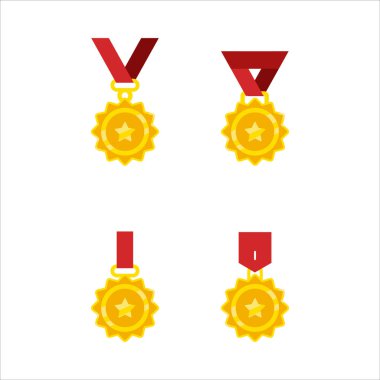 Kırmızı kurdeleli dört altın madalya. Madalyaların hepsi farklı boyutlarda ve şekillerde. İlk madalya ortasında bir yıldız olan büyük bir çember.