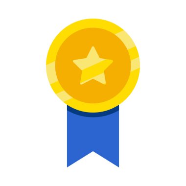 Etrafında mavi kurdele olan altın bir yıldız. Bu, madalya veya kupa gibi bir ödülü veya başarıyı temsil edebilir. Yıldızın ve kurdelenin parlak renkleri onu öne çıkarır.