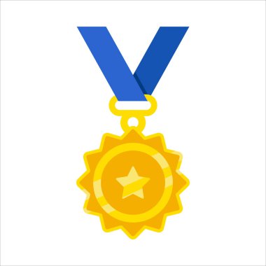 Mavi kurdeleli bir altın madalya. Madalya başarı ve başarının sembolüdür.