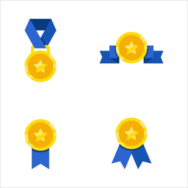 Üzerinde yıldızlar olan dört altın ve mavi madalya. Madalyaların hepsi farklı boyutlarda ve sıraya dizilmiş.