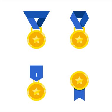 Mavi kurdeleli dört altın madalya. Madalyaların hepsi farklı boyutlarda ve üzerinde yıldızlar var.