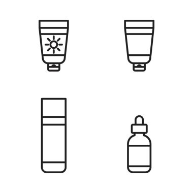 Peş peşe dört farklı kozmetik tipi gösteriliyor. İlki bir şişe güneş kremi, ikincisi bir şişe losyon üçüncüsü bir şişe parfüm ve dördüncüsü de bir şişe göz kremi.