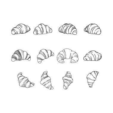 Bir dizi kruvasan siyah beyaz çizilir. Kruvasanların her biri diğerinden biraz farklı olan bir ızgarası var. Sahne sadelik ve zarafettir.