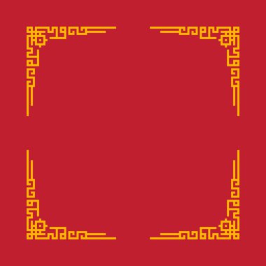 Beyaz arka planı olan kırmızı ve sarı bir çerçeve. Çerçeve, kırmızı arkaplanı olan bir Çin tasarımı.