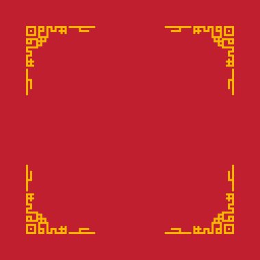 Üzerinde sarı çizgiler olan kırmızı bir arka plan. Sarı çizgiler çerçeve şeklinde.