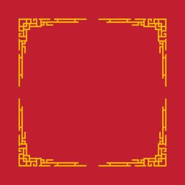 Siyah kenarlı kırmızı ve sarı bir çerçeve. Çerçeve kare ve bir sürü çizgi var.