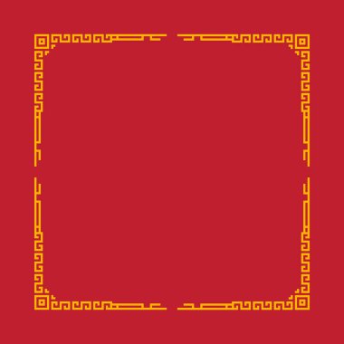 Beyaz arka planı olan kırmızı ve sarı bir çerçeve. Çerçeve kare ve çok fazla detay içeriyor.