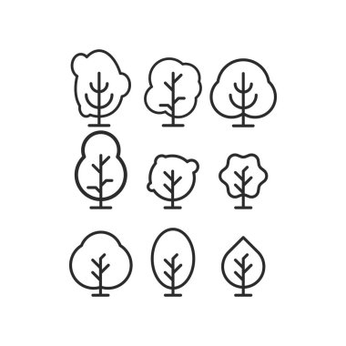 Çeşitli boyutlarda ve şekillerde bir ağaç kümesi gösterilir. Ağaçların hepsi sıra sıra dizilmiş, bazıları diğerlerinden daha uzun. Ağaçların hepsi farklı türde, bazıları yapraklı.