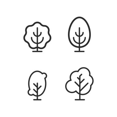 Sırayla dört farklı ağaç gösteriliyor, her biri farklı şekil ve boyutta. İlki en küçük ve sonuncusu en büyüğü olmak üzere tüm ağaçlar sıralanmıştır.