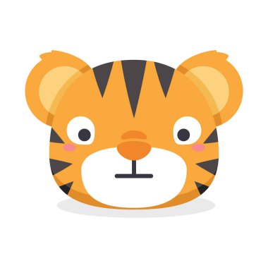 Yüzünde kocaman bir gülümseme olan çizgi film kaplanı. Kaplan kameraya bakıyor ve mutlu.