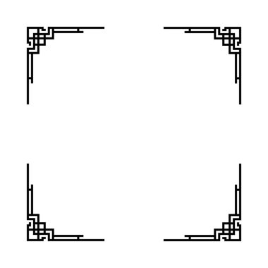 Beyaz arkaplanı olan siyah beyaz bir çerçeve. Çerçeve kare ve dört köşesi var. Çerçeve basit ve zarif, temiz çizgileri ve dekorasyonu yok.