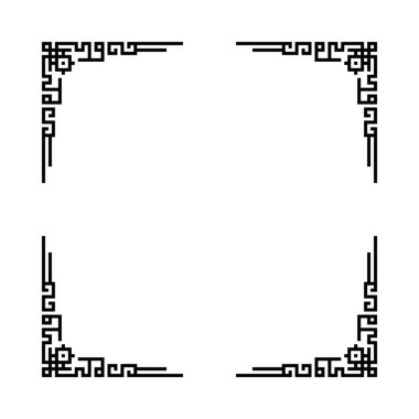 Beyaz arkaplanı olan siyah beyaz bir çerçeve. Çerçeve dört düz çizgiden oluşur.