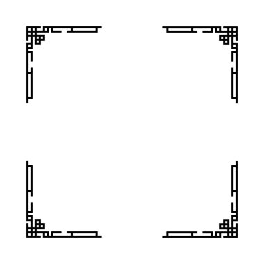 Beyaz arkaplanı olan siyah bir çerçeve. Çerçeve kare ve temiz, minimalist bir görünüme sahip.