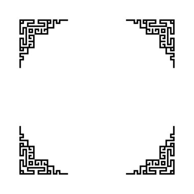 Beyaz arkaplanı olan siyah beyaz bir çerçeve. Çerçeve birbirine bağlı dört düz çizgiden oluşur. Çizgiler çok ince ve daha büyük bir tasarımın parçası gibi görünüyor.