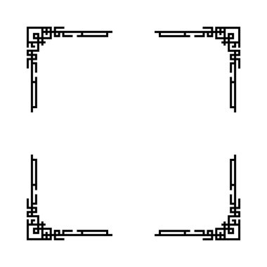 Beyaz arkaplanı olan siyah beyaz bir çerçeve. Çerçeve kare ve dört köşesi var. Çerçeve basit ve zarif, temiz çizgileri ve dekorasyonu yok.