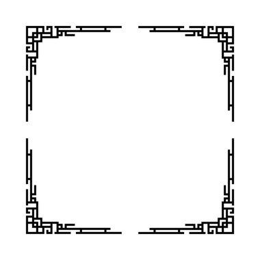 Beyaz arkaplanı olan siyah bir çerçeve. Çerçeve kare ve bir sürü çizgisi var. Çizgiler çok ince ve hareket hissi yaratacak şekilde sıralanmış. Çerçeve çok basit.
