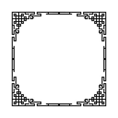 Beyaz arkaplanı olan siyah bir çerçeve. Çerçeve kare ve kare şeklinde. Çerçeve çok basit ve zarif.