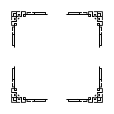 Beyaz arkaplanı olan siyah bir çerçeve. Çerçeve kare ve siyah bir sınırı var. Çerçeve basit ve zarif.