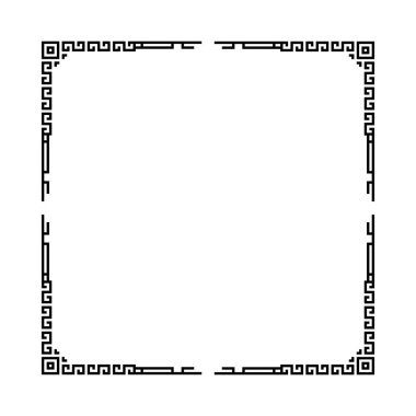 Beyaz arkaplanı olan siyah bir çerçeve. Çerçeve kare ve kare şeklinde. Çerçeve basit ve zarif.