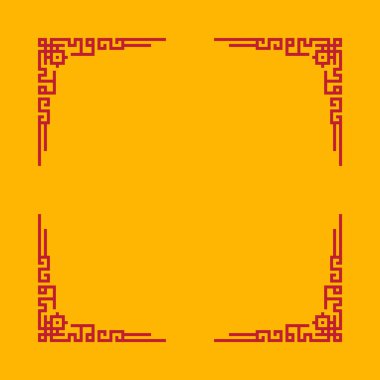 Kırmızı çizgileri ve kırmızı kenarları olan sarı bir çerçeve. Çerçeve bir sanat eserini veya metni vurgulamak için kullanılır. Kırmızı kenar ve çizgiler bir önem katıyor.