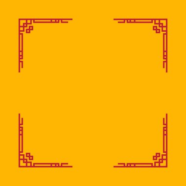 Kırmızı çerçeveli sarı bir çerçeve. Çerçeve kare ve kırmızı kenarı var.