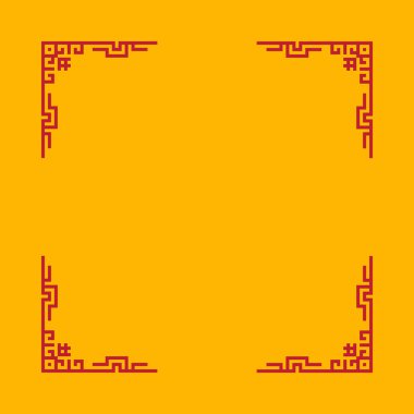 Kırmızı çizgileri ve kırmızı kenarları olan sarı bir çerçeve. Çerçeve bir sanat eseri ya da fotoğraf için sınır olarak kullanılacak.