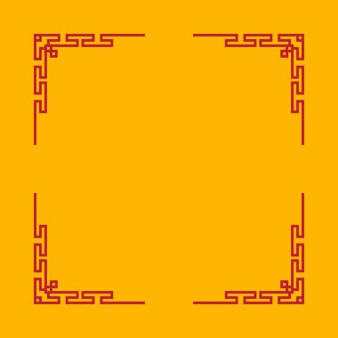 Kırmızı çizgileri ve kırmızı kenarları olan sarı bir çerçeve. Çerçeve bir sanat eseri ya da fotoğraf için dekoratif bir sınır olmalı. Kırmızı ve sarı renkler cesur bir renk yaratır.
