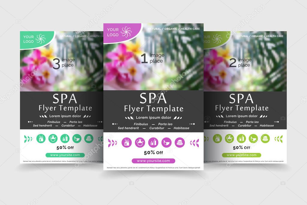 Minimalistic spa and healthcare design brochure. Creative flyer template