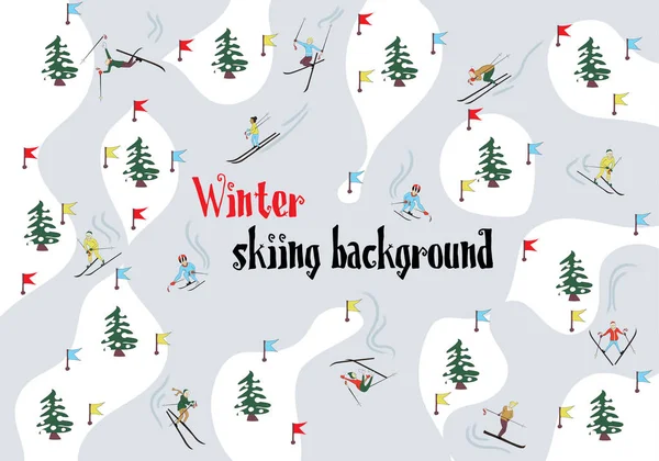 Winter skiing pattern — Stock Vector