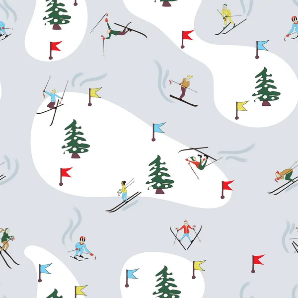 Kış Kayak desen — Stok Vektör